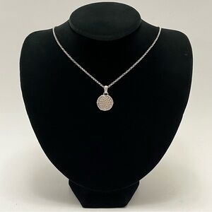 JOHN HARDY BAMBOO PAVÉ 925 STERLING Silver PENDANT NECKLACE “Lava” WHITE TOPAZ